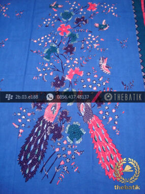 Batik Tulis Cirebon Motif Burung Latar Biru