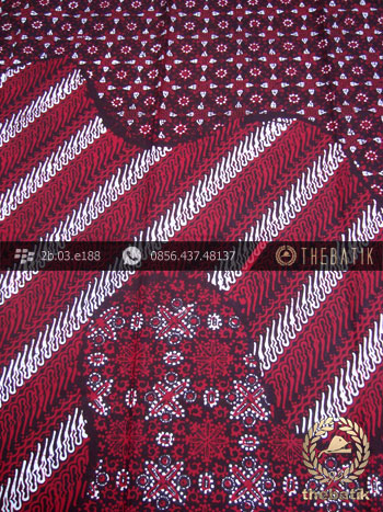Kain Batik Cap Tulis Jogja Motif Pulau Kombinasi Merah-2