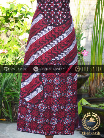 Kain Batik Cap Tulis Jogja Motif Pulau Kombinasi Merah-2