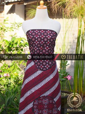 Kain Batik Cap Tulis Jogja Motif Pulau Kombinasi Merah-2