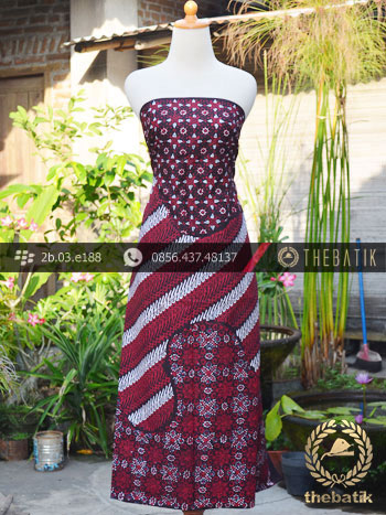 Kain Batik Cap Tulis Jogja Motif Pulau Kombinasi Merah-2
