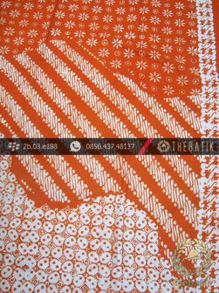 Kain Batik Cap Motif Pulau Kombinasi Jingga