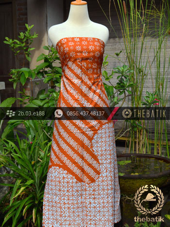 Kain Batik Cap Motif Pulau Kombinasi Jingga