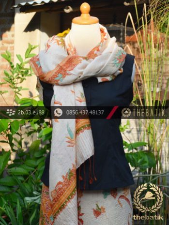 Sarung Selendang Batik Sutera Tulis Jingga