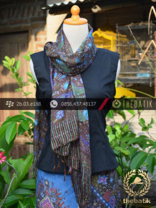 Sarung Selendang Batik Sutera Biru