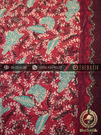 Kain Batik Sutera Motif Coletan Tosca Latar Merah