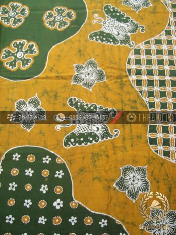 Batik Tulis Jogja Motif Pulau Kupu-Kupu Kuning Hijau