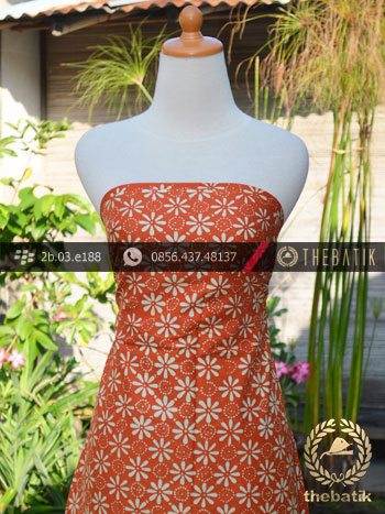 Kain Batik Cap Jogja Motif Kembang Jeruk Jingga
