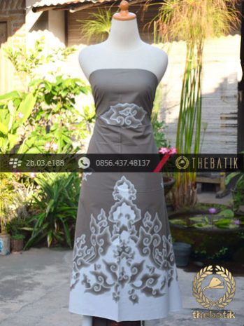 Batik Tulis Cirebon Motif Megamendung Abu-Abu Putih