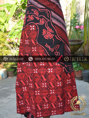 Kain Batik Cap Tulis Jogja Motif Pulau Lukis Merah