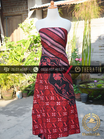 Kain Batik Cap Tulis Jogja Motif Pulau Lukis Merah