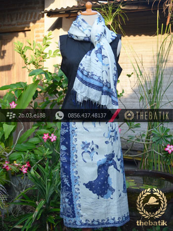 Sarung Selendang Batik Sutera Tulis Motif Batik Belanda