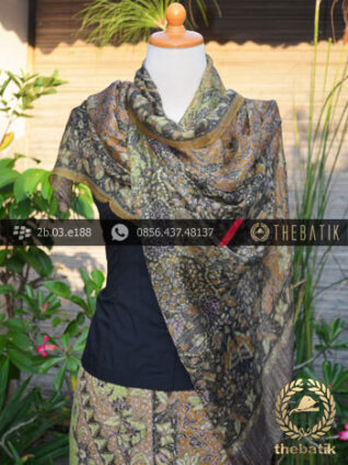 Sarung Selendang Batik Sutera Motif Sekarjagad Hijau