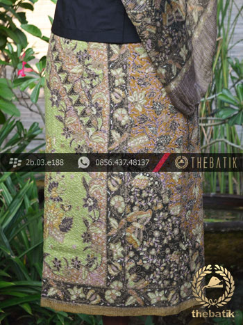 Sarung Selendang Batik Sutera Motif Sekarjagad Hijau