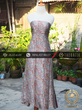 Kain Batik Sutera Motif Coletan Biru Abu-Abu