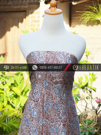 Kain Batik Sutera Motif Coletan Biru Abu-Abu