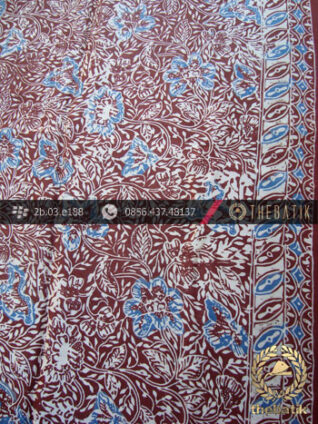 Kain Batik Sutera Motif Coletan Biru Abu-Abu