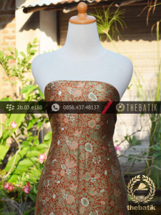 Kain Batik Sutera Motif Coletan Hijau Maroon