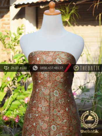Kain Batik Sutera Motif Coletan Hijau Maroon