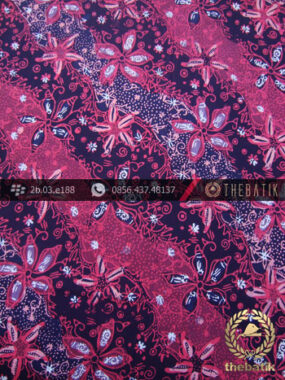 Kain Batik Sutera Motif Bunga Pink Hitam