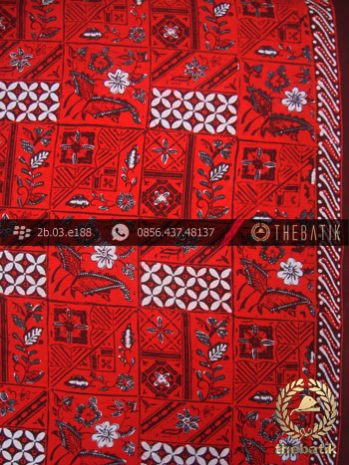 Batik Cap Tulis Jogja Motif Tambal Buketan Merah