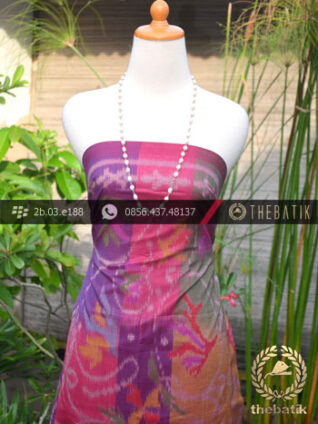 Kain Tenun Indonesia Motif Bouquet Pelangi Pink