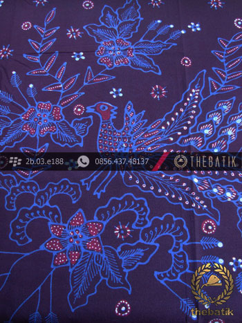 Batik Tulis Jogja Motif Buketan Burung Biru