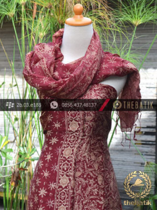 Bahan Sarimbit Batik Sutera Motif Pesisiran Maroon