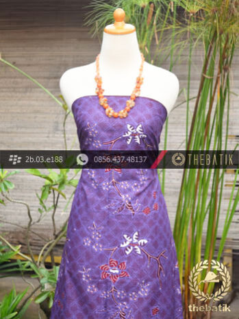 Kain Batik Tulis Jogja Motif Buket Anyaman Ungu