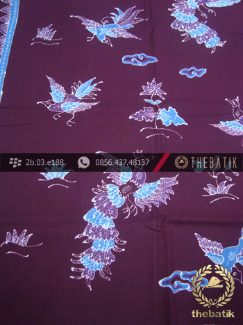 Batik Tulis Motif Merak Latar Ungu Terong