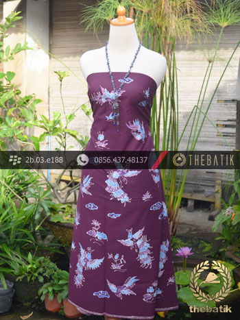 Batik Tulis Motif Merak Latar Ungu Terong
