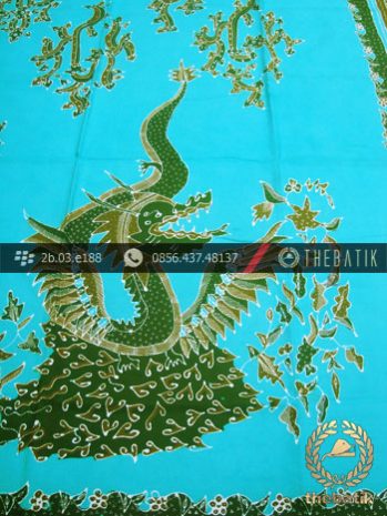 Batik Tulis Pesisiran Motif Naga Besar Hijau Tosca