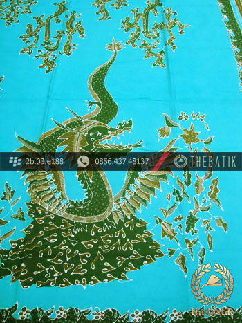 Jual Batik Tulis Pesisiran Motif Naga Besar Hijau  Tosca  
