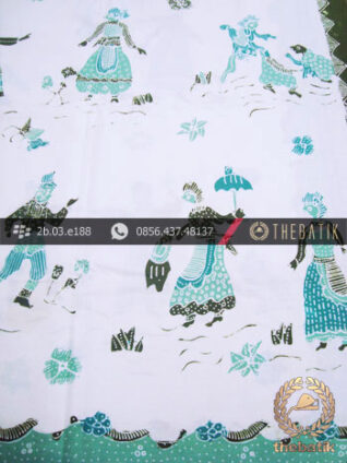 Batik Tulis Kumpeni Motif Noni Belanda Latar Putih