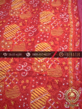 Kain Batik Cap Dobi Motif Sekarjagad Merah Bata
