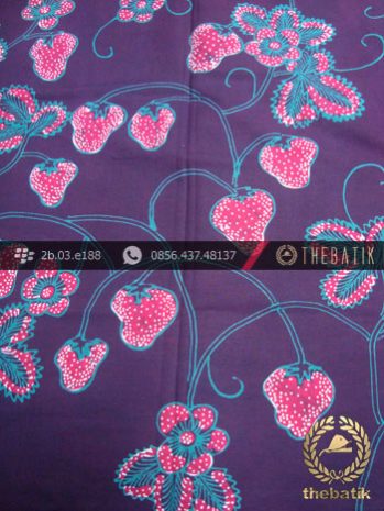 Batik Tulis Jogja Motif Strawbery Latar Ungu Terong