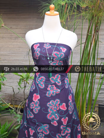 Batik Tulis Jogja Motif Strawbery Latar Ungu Terong