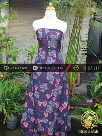 Batik Tulis Jogja Motif Strawbery Latar Ungu Terong