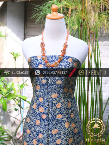 Kain Batik Sutera Motif Coletan Latar Biru Lawasan