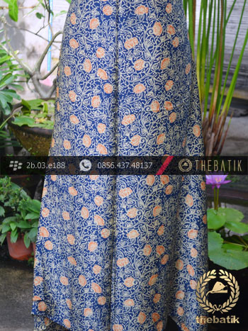 Kain Batik Sutera Motif Coletan Latar Biru Lawasan