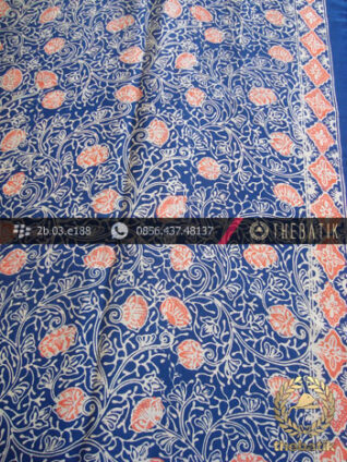 Kain Batik Sutera Motif Coletan Latar Biru Lawasan