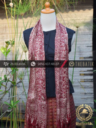 Sarung Selendang Batik Sutera Motif Marun Etnika