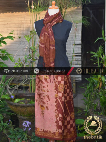 Sarung Selendang Batik Sutera Motif Buketan Jambon