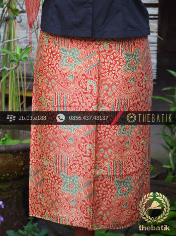 Sarung Selendang Batik Sutera Motif Sekarjagad Jingga