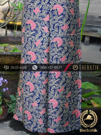 Jual Batik Sutera Pesisiran Motif Kembang Biru  Pink 