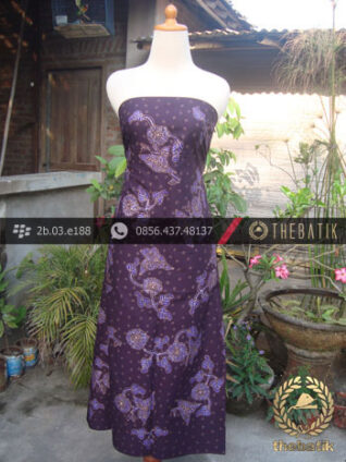 Kain Batik Tulis Jogja Motif Buket Daun Ungu