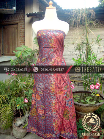 Sarung Batik Cap Tulis Motif Pesisir Kombinasi Merah