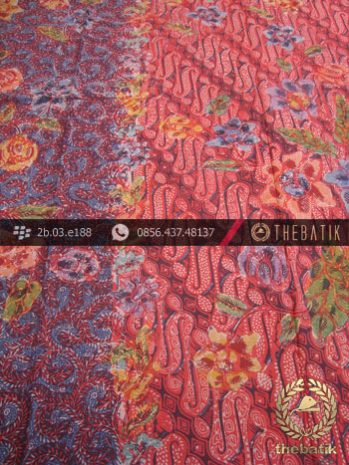 Sarung Batik Cap Tulis Motif Pesisir Kombinasi Merah