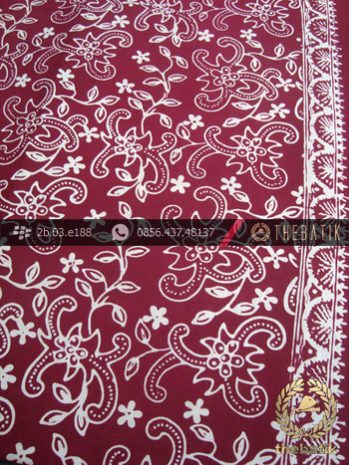 Batik Cap Motif Nithik Kembang Rambat Marun Kelengan