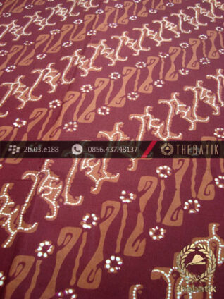 Batik Cap Tulis Jogja Motif Parang Jenggot Seling Maroon